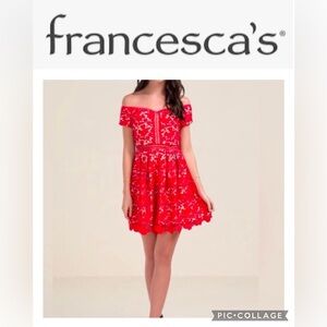Francesca's Collections Red Lace Mini Dress